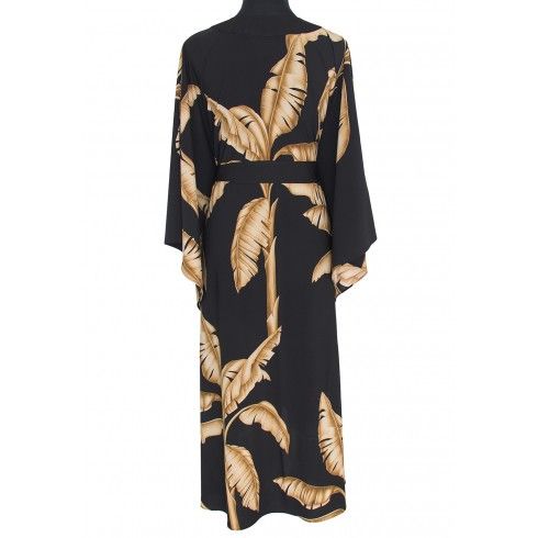 Image of Jungle - Gold Palm Kimono (Black)