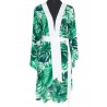 Jungle - Monstera White / Green Kimono (Off-White), Kaftan, robe, resort wear, Beach cover up