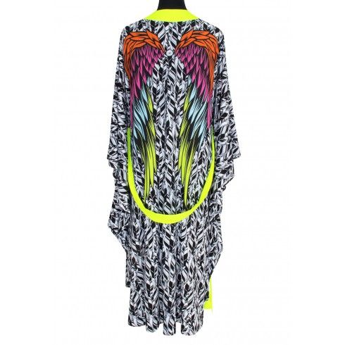 Tulum – Rainbow Wings Kimono (Neon Yellow), Kaftan, robe, resort wear, Beach cover up