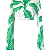 Jungle - White Palm Angel Cut Crop Top