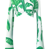Jungle - White Palm Angel Cut Crop Top