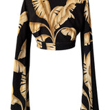 Jungle - Gold Palm Angel Cut Crop Top