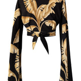 Jungle - Gold Palm Angel Cut Crop Top
