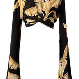 Jungle - Gold Palm Angel Cut Crop Top