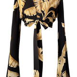 Jungle - Gold Palm Angel Cut Crop Top