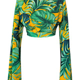 Jungle - Monstera Yellow Angel Cut Crop Top