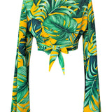 Jungle - Monstera Yellow Angel Cut Crop Top