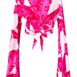 Jungle - Pink Palm Angel Cut Crop Top