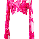 Jungle - Pink Palm Angel Cut Crop Top