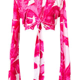 Jungle - Pink Palm Angel Cut Crop Top