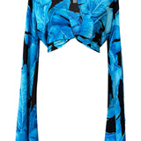 Jungle - Blue Palm Angel Cut Crop Top