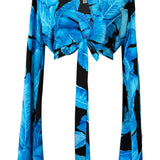 Jungle - Blue Palm Angel Cut Crop Top