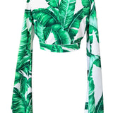 Jungle - Green Palm Angel Cut Crop Top