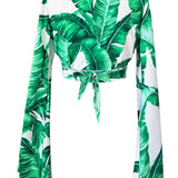 Jungle - Green Palm Angel Cut Crop Top