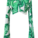 Jungle - Green Palm Angel Cut Crop Top