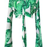 Jungle - Green Palm Angel Cut Crop Top