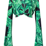 Jungle - Black Palm Angel Cut Crop Top
