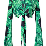 Jungle - Black Palm Angel Cut Crop Top