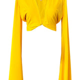 Monochrome - Yellow Angel Cut Crop Top
