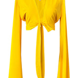 Monochrome - Yellow Angel Cut Crop Top
