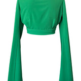 Monochrome - Green Angel Cut Crop Top