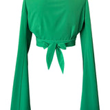 Monochrome - Green Angel Cut Crop Top