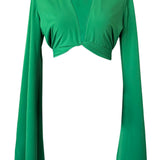 Monochrome - Green Angel Cut Crop Top