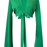 Monochrome - Green Angel Cut Crop Top