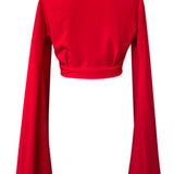 Monochrome - Red Angel Cut Crop Top