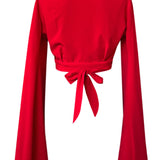 Monochrome - Red Angel Cut Crop Top