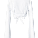 Monochrome - White Angel Cut Crop Top