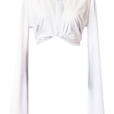 Monochrome - White Angel Cut Crop Top