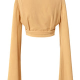 Monochrome - Beige Angel Cut Crop Top