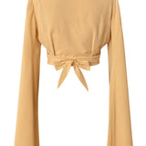 Monochrome - Beige Angel Cut Crop Top
