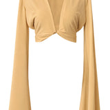 Monochrome - Beige Angel Cut Crop Top