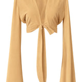 Monochrome - Beige Angel Cut Crop Top