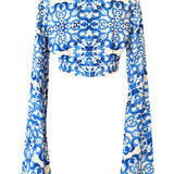 Siciliana - Azzurro Flow Angel Cut Crop Top