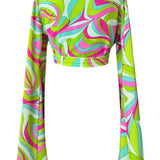 Riviera Vibrante - Lime Mare Angel Cut Crop Top