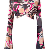 Riviera Vibrante - Rosa Noir Angel Cut Crop Top