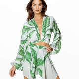 Jungle - White Palm Capri Skort