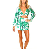 Jungle - White Palm Crop Top (Off-White)