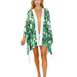 Jungle - Green Palm Kimono (Off-White)