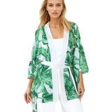 Jungle - Green Palm Kimono (Off-White)