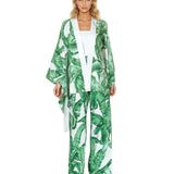Jungle - Green Palm Kimono (Off-White)