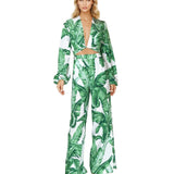 Jungle - Green Palm Pants (Off-White)