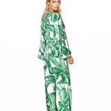 Jungle - Green Palm Cropped Blouse (Off-White)