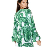 Jungle - Green Palm Cropped Blouse (Off-White)