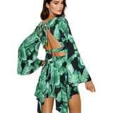 Jungle - Black Palm Capri Skort