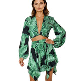 Jungle - Black Palm Cropped Blouse (Black)