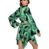 Jungle - Black Palm Cropped Blouse (Black)